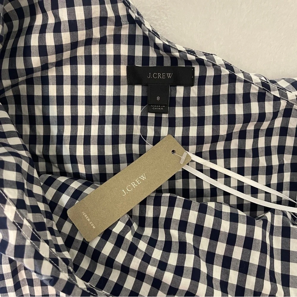 NWT J. Crew Black White Gingham One Shoulder Ruffle‎ Blouse CottageTomato Girl
